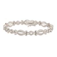 Sterling Silver Rhodium-plated CZ Bracelet view 3