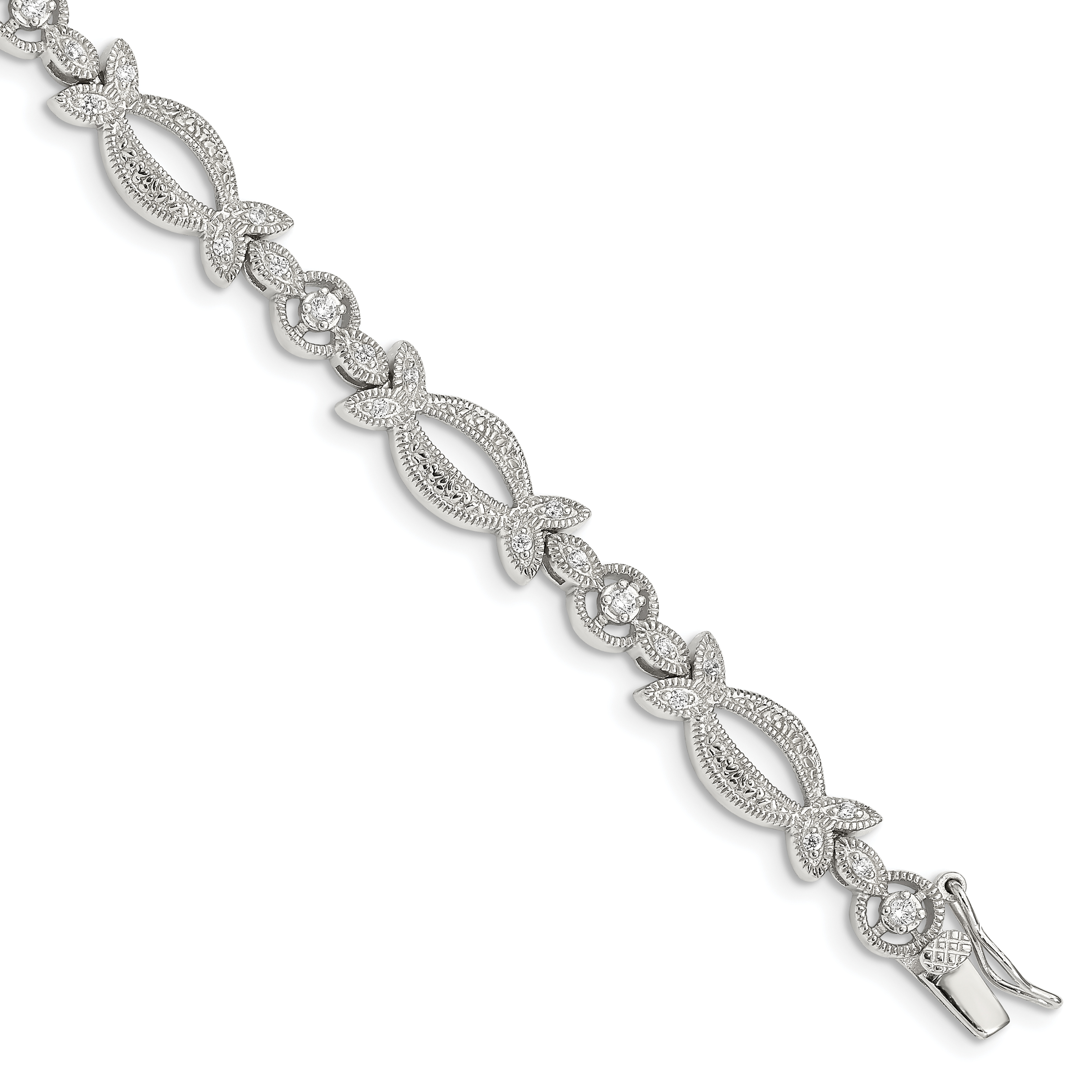 Sterling Silver Rhodium-plated CZ Bracelet (QX534CZ)