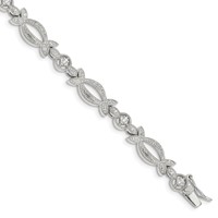 Sterling Silver Rhodium-plated CZ Bracelet view 1