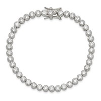 Sterling Silver Rhodium-plated 5mm Bezel CZ Tennis Bracelet, 7" view 4