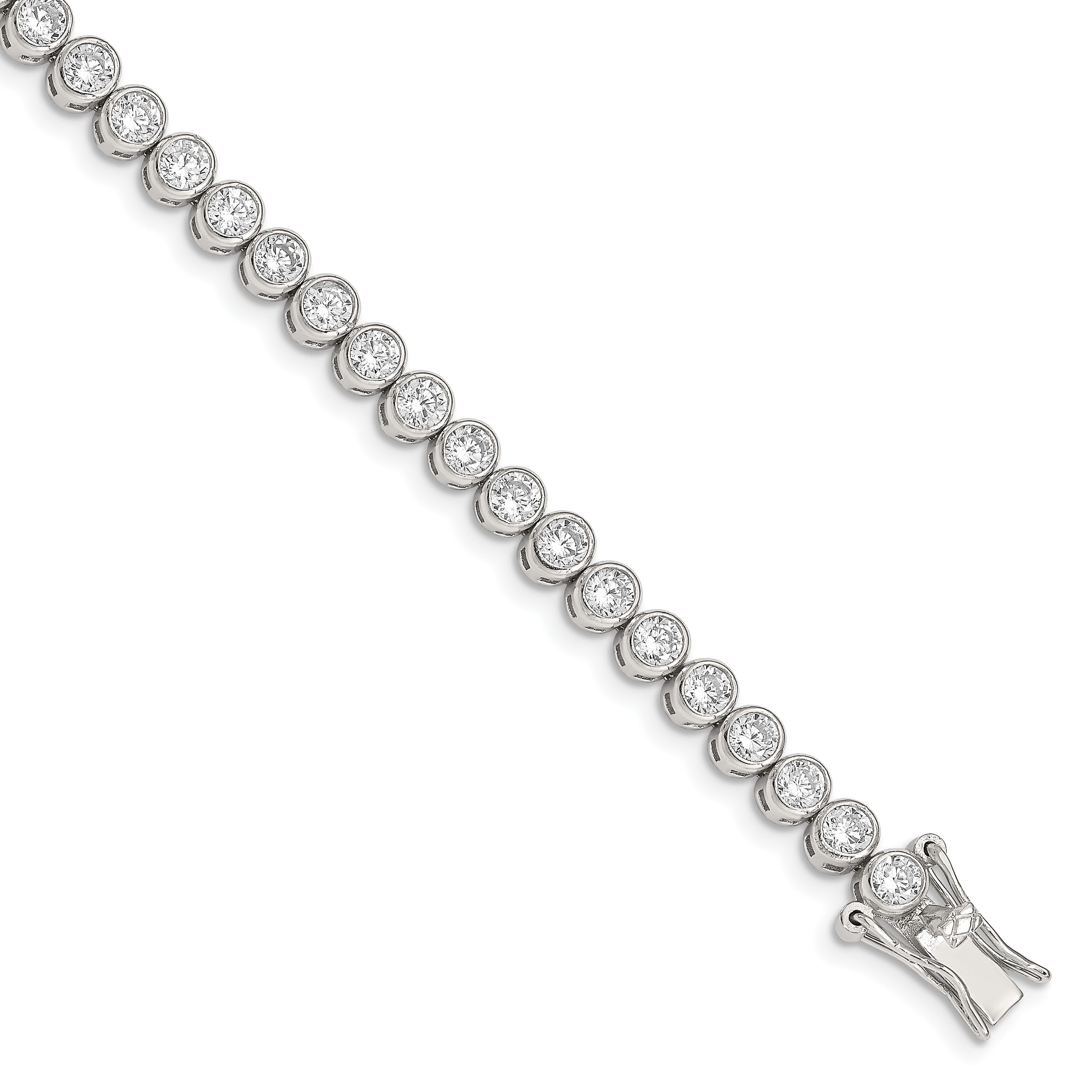 Sterling Silver Rhodium-plated CZ 7 inch Tennis Bracelet (QX558CZ)