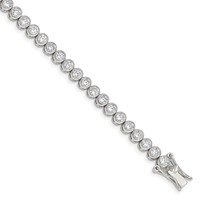 Sterling Silver Rhodium-plated 5mm Bezel CZ Tennis Bracelet, 7" view 1