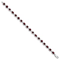 Sterling Silver Rhodium Plated Garnet Bracelet view 2