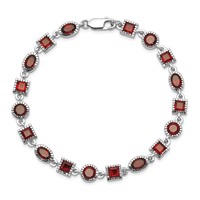 Sterling Silver Rhodium Plated Garnet Bracelet view 4