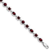 Sterling Silver Rhodium Plated Garnet Bracelet view 1