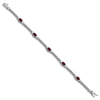 Sterling Silver Rhodium Plated Garnet Bracelet view 2