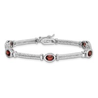 Sterling Silver Rhodium Plated Garnet Bracelet view 3