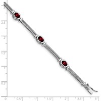 Sterling Silver Rhodium Plated Garnet Bracelet view 4