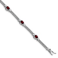 Sterling Silver Rhodium Plated Garnet Bracelet view 1