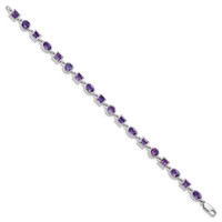 Sterling Silver Rhodium-plated Amethyst Bracelet view 2
