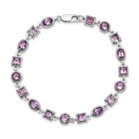 Sterling Silver Rhodium-plated Amethyst Bracelet view 4