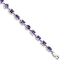 Sterling Silver Rhodium-plated Amethyst Bracelet view 1