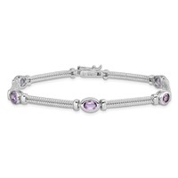 Sterling Silver Rhodium-plated Amethyst Bracelet view 4