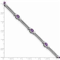 Sterling Silver Rhodium-plated Amethyst Bracelet view 3