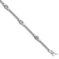 Sterling Silver Rhodium-plated Amethyst Bracelet view 1