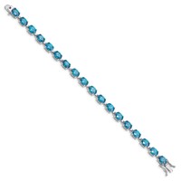 Sterling Silver Rhodium-plated Blue Topaz 6.5in Bracelet view 2