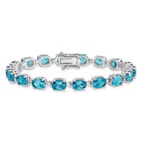 Sterling Silver Rhodium-plated Blue Topaz 6.5in Bracelet view 4