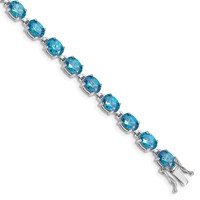 Sterling Silver Rhodium-plated Blue Topaz 6.5in Bracelet view 1