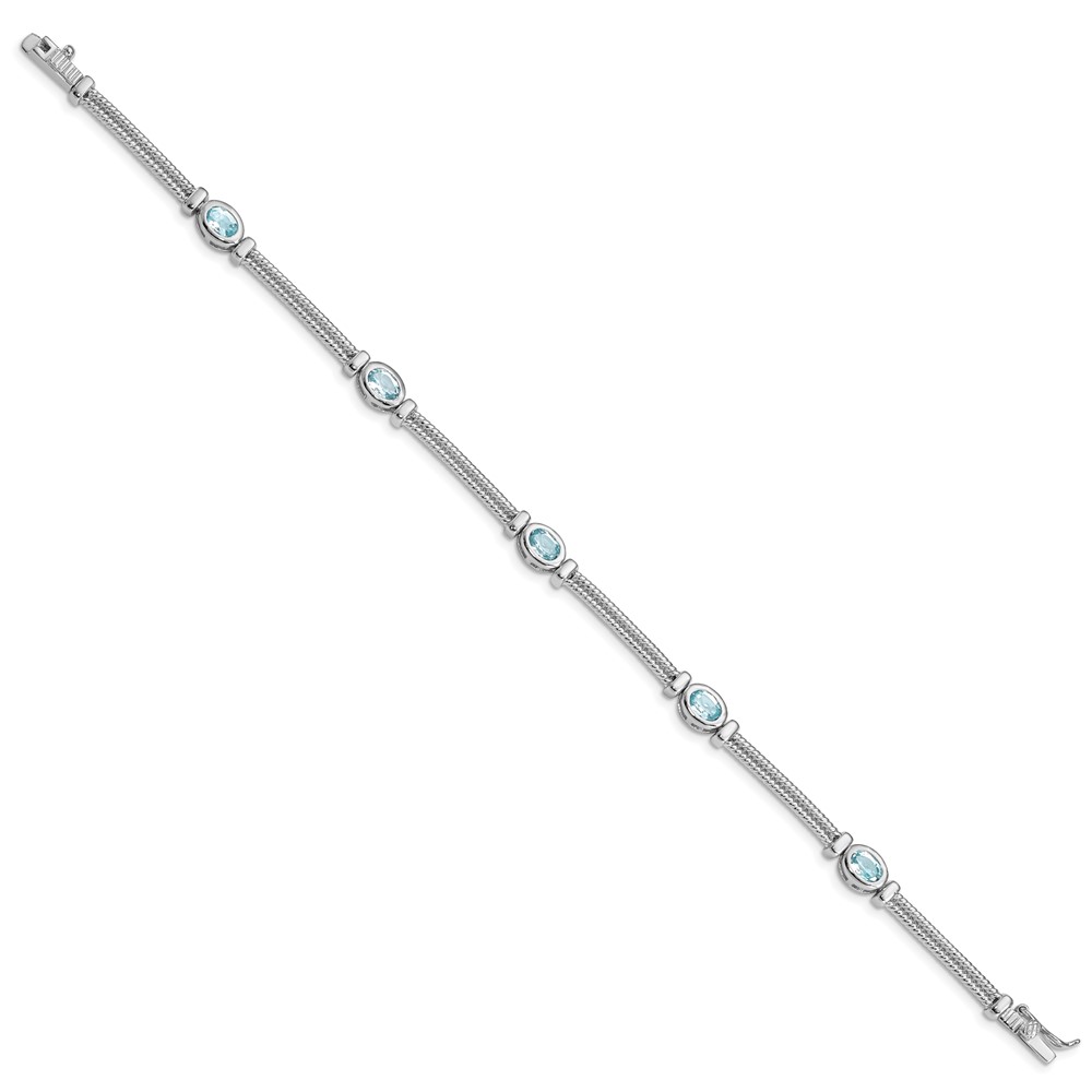 Sterling Silver Rhodium-plated Blue Topaz Bracelet (QX601BT)