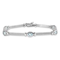 Sterling Silver Rhodium-plated Blue Topaz Bracelet view 4