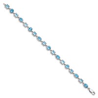 Sterling Silver Rhodium-plated Blue Topaz Bracelet view 2