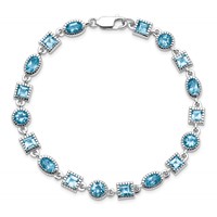 Sterling Silver Rhodium-plated Blue Topaz Bracelet view 4