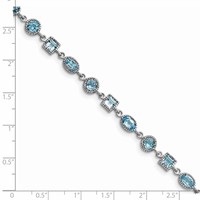 Sterling Silver Rhodium-plated Blue Topaz Bracelet view 3