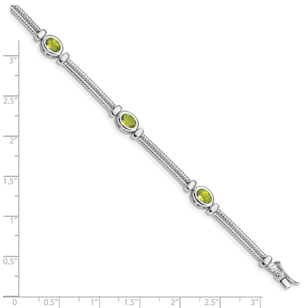 Sterling Silver Rhodium-plated Peridot Bracelet (QX612PE)