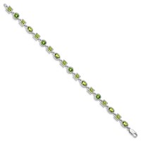 Sterling Silver Rhodium-plated Peridot Bracelet view 2