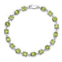 Sterling Silver Rhodium-plated Peridot Bracelet view 4
