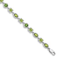 Sterling Silver Rhodium-plated Peridot Bracelet view 1