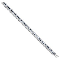 Sterling Silver Rhodium-plated Sapphire & CZ Bracelet view 2