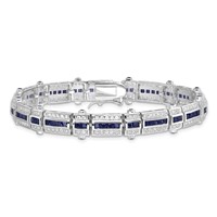 Sterling Silver Rhodium-plated Sapphire & CZ Bracelet view 4