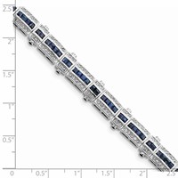 Sterling Silver Rhodium-plated Sapphire & CZ Bracelet view 3