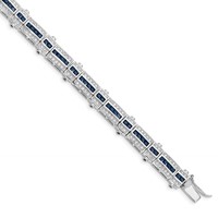 Sterling Silver Rhodium-plated Sapphire & CZ Bracelet view 1