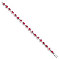Sterling Silver Rhodium-plated Ruby Bracelet view 2