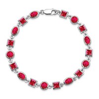 Sterling Silver Rhodium-plated Ruby Bracelet view 4