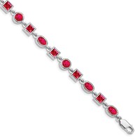 Sterling Silver Rhodium-plated Ruby Bracelet view 1