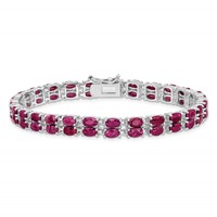Sterling Silver Rhodium-plated Ruby Bracelet view 3