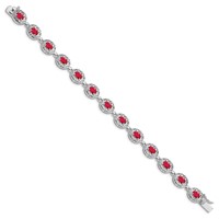 Sterling Silver Rhodium-plated Ruby Bracelet view 2