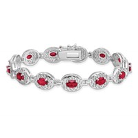 Sterling Silver Rhodium-plated Ruby Bracelet view 4