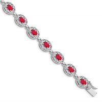 Sterling Silver Rhodium-plated Ruby Bracelet view 1