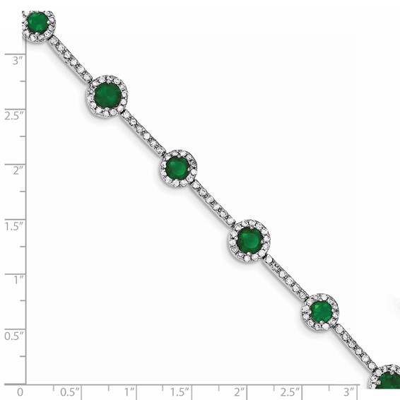 Sterling Silver Rhodium-plated 7.5inch Green and Clear CZ Bracelet