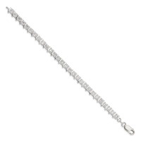 Sterling Silver Polished 4mm CZ Fancy Tennis Bracelet, 7.5" view 2