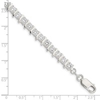 Sterling Silver Polished 4mm CZ Fancy Tennis Bracelet, 7.5" view 4
