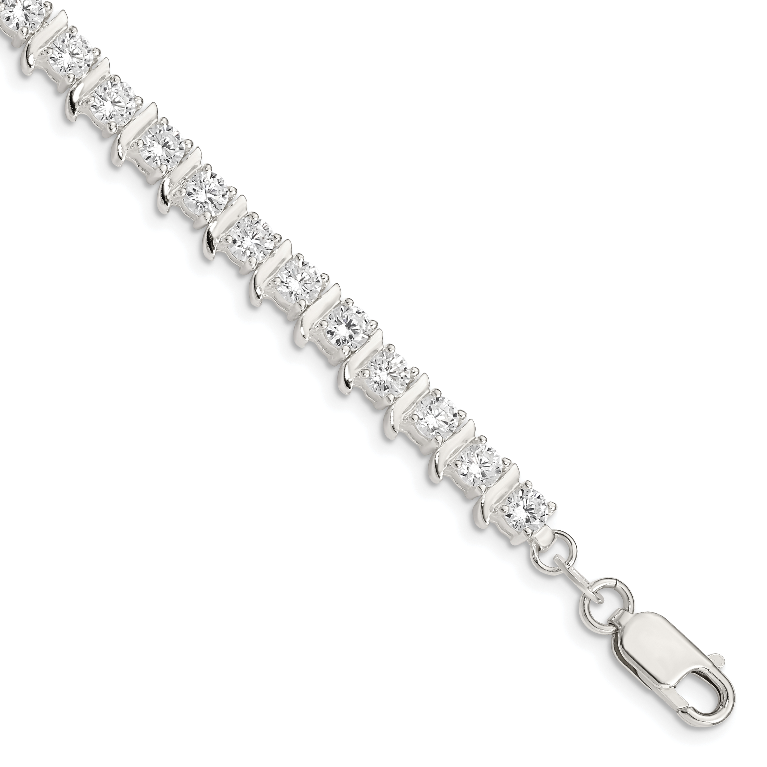Sterling Silver CZ Fancy Polished Bracelet (QX767CZ)