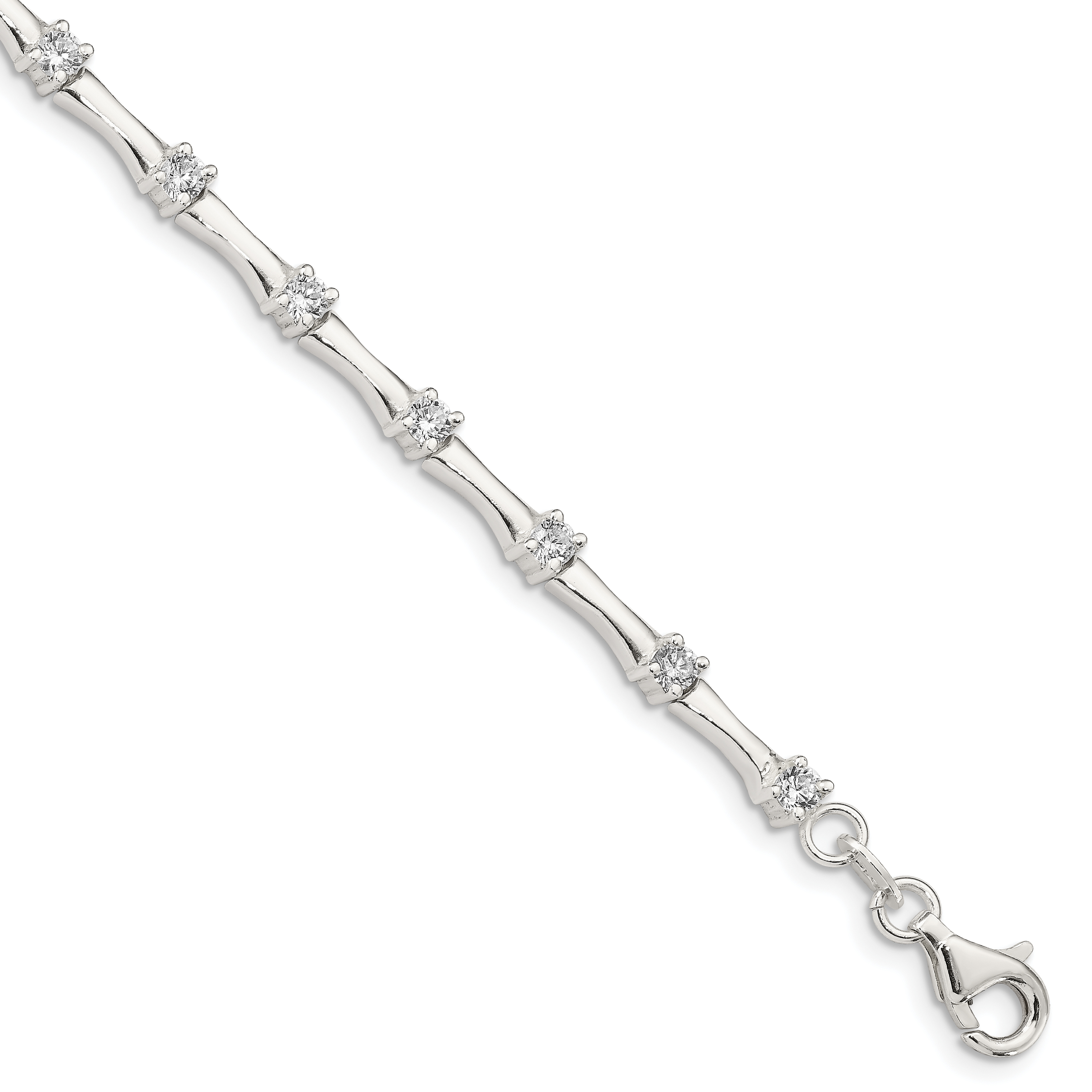 Sterling Silver CZ Fancy Polished Bracelet (QX769CZ)