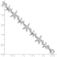 Sterling Silver Rhodium-plated CZ Starfish Bracelet, 7.25" view 3