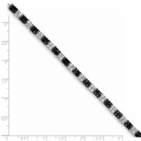 Sterling Silver Rhodium-plated Black White CZ Tennis Bracelet, 7" view 3