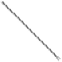 Sterling Silver Rhodium-plated Black White CZ Infinity Bracelet, 7.5" view 2